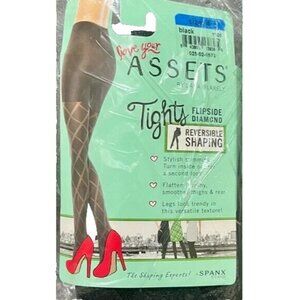 Spanx Assets Tights Flipside Diamond Reversible Shaping Sz 4 Black NWT